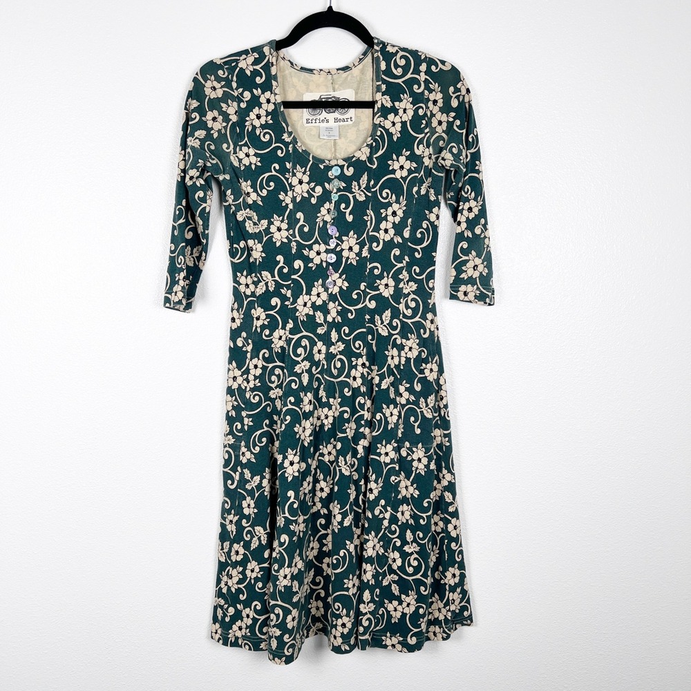Effies Heart Women's 3/4 Sleeve Floral Dress Sz S
